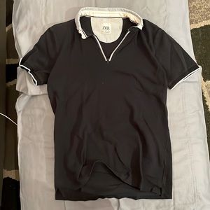 Zara Short Sleeve Zipper Polo Shirt